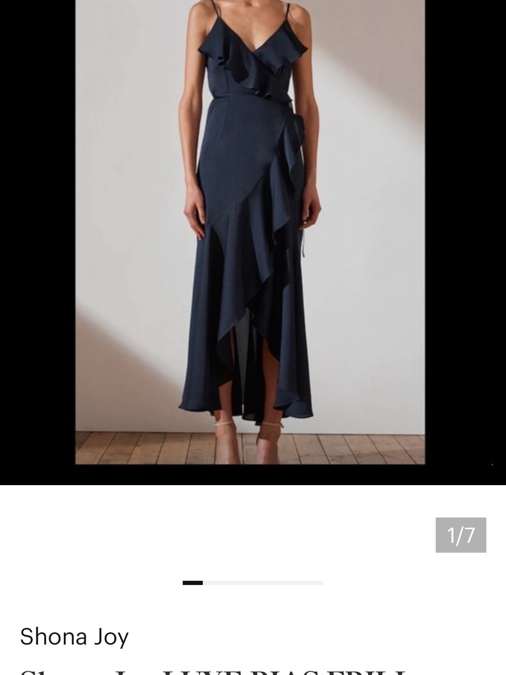 Shona Joy Luxe Bias Frill Midi Wrap Dress In Midnight Navy Ruffle High-Low